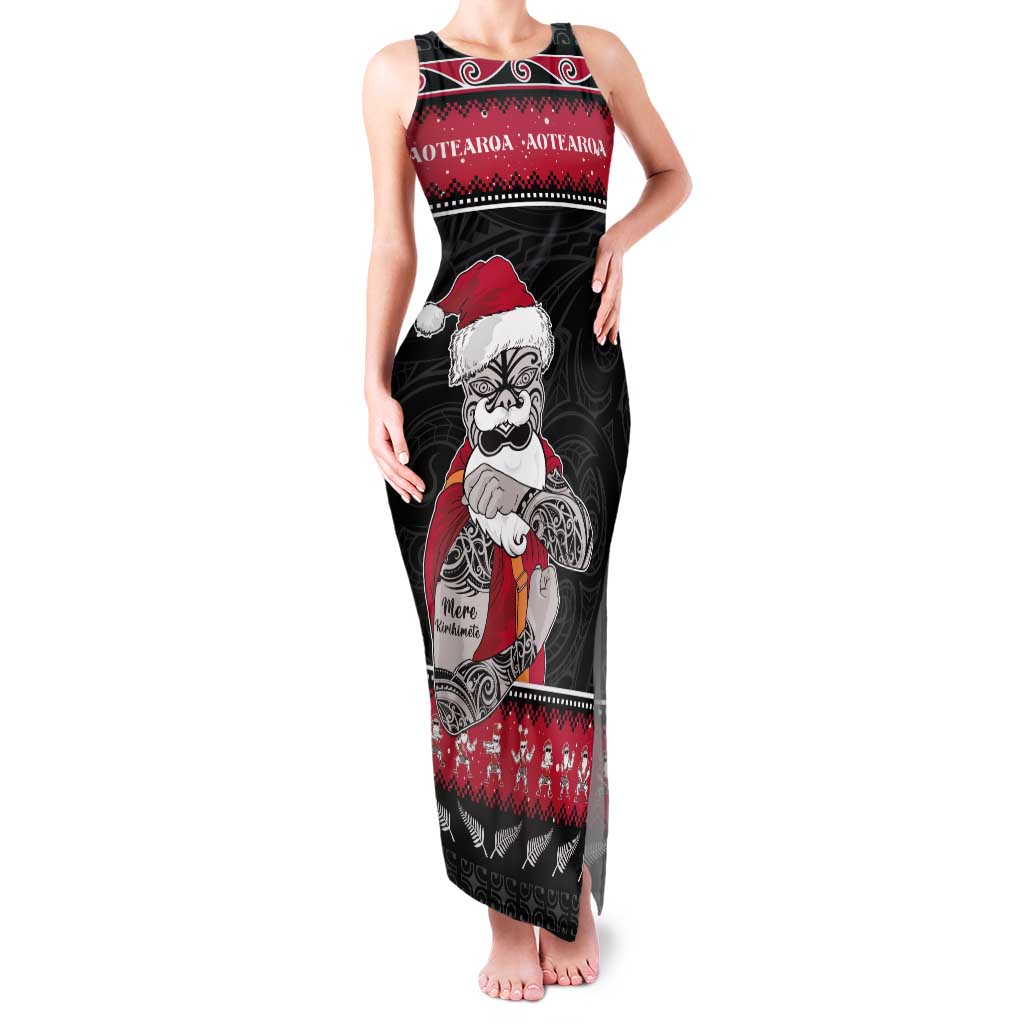 New Zealand Santa Tiki Christmas Tank Maxi Dress Meri Kirihimete