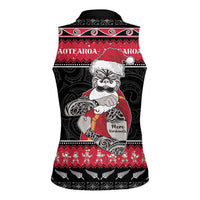 New Zealand Santa Tiki Christmas Women Sleeveless Polo Shirt Meri Kirihimete LT05 - Polynesian Pride