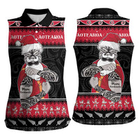 New Zealand Santa Tiki Christmas Women Sleeveless Polo Shirt Meri Kirihimete LT05 - Polynesian Pride