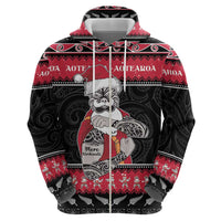 New Zealand Santa Tiki Christmas Zip Hoodie Meri Kirihimete LT05 - Polynesian Pride