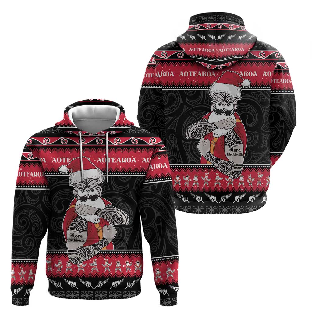 New Zealand Santa Tiki Christmas Zip Hoodie Meri Kirihimete LT05 - Polynesian Pride