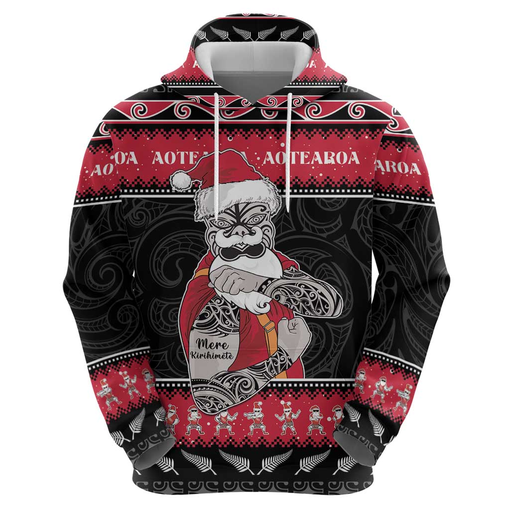 New Zealand Santa Tiki Christmas Zip Hoodie Meri Kirihimete LT05 - Polynesian Pride