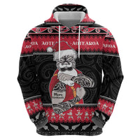 New Zealand Santa Tiki Christmas Zip Hoodie Meri Kirihimete LT05 - Polynesian Pride
