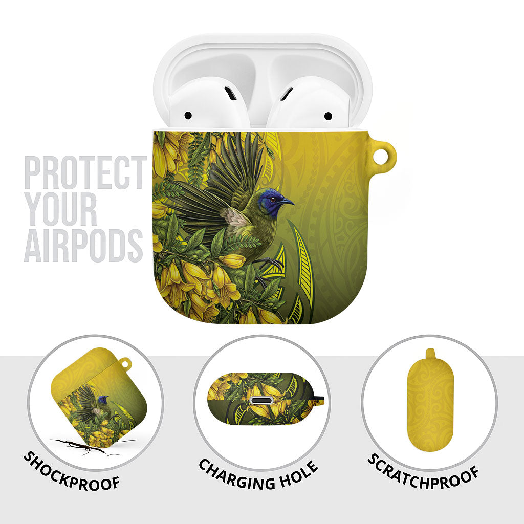New Zealand Bellbird AirPods Case With Kowhai Flowers LT05 - Polynesian Pride