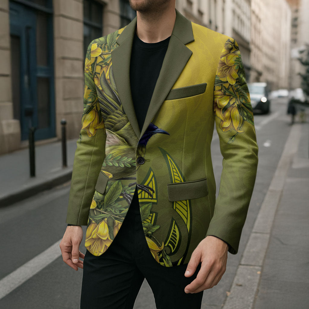 New Zealand Bellbird Blazer With Kowhai Flowers LT05 - Polynesian Pride