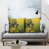 New Zealand Bellbird Pillow Cover With Kowhai Flowers