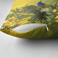 New Zealand Bellbird Pillow Cover With Kowhai Flowers