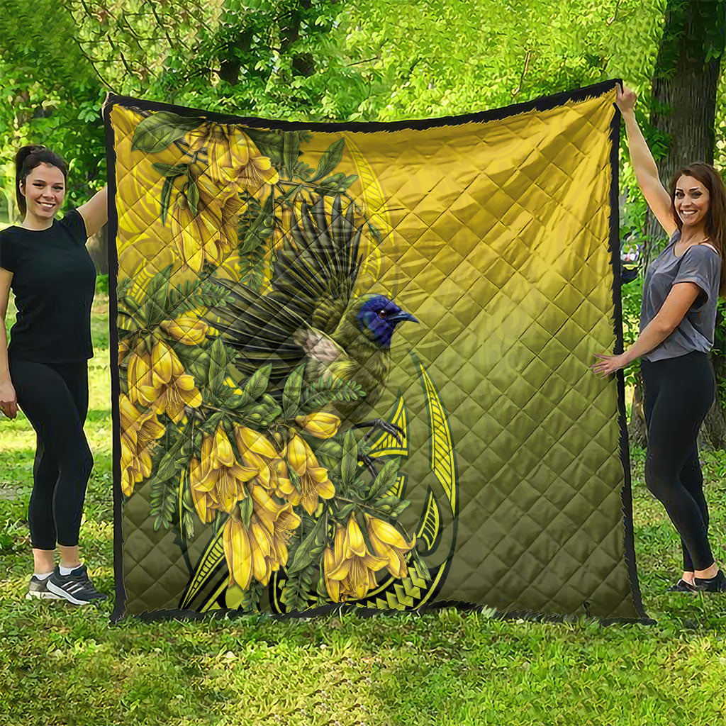 New Zealand Bellbird Quilt With Kowhai Flowers LT05 - Polynesian Pride