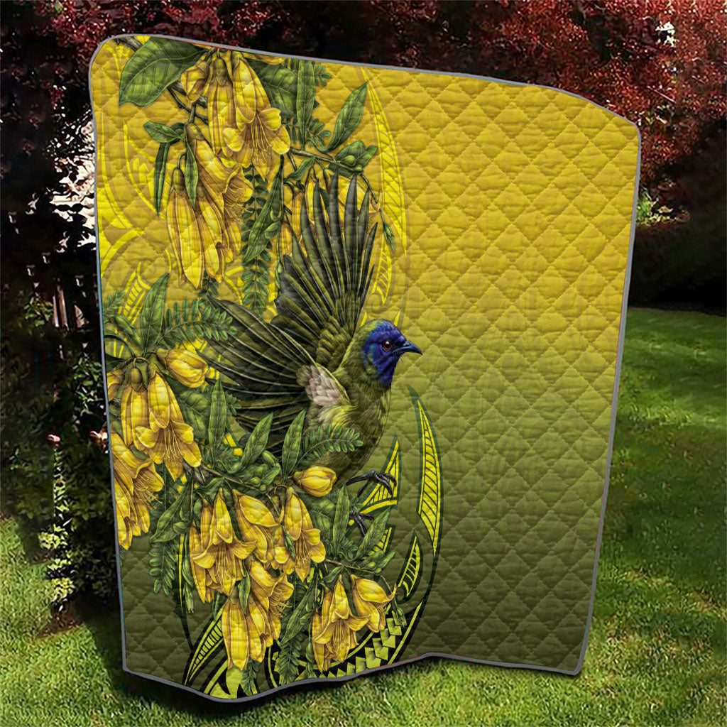 New Zealand Bellbird Quilt With Kowhai Flowers LT05 - Polynesian Pride