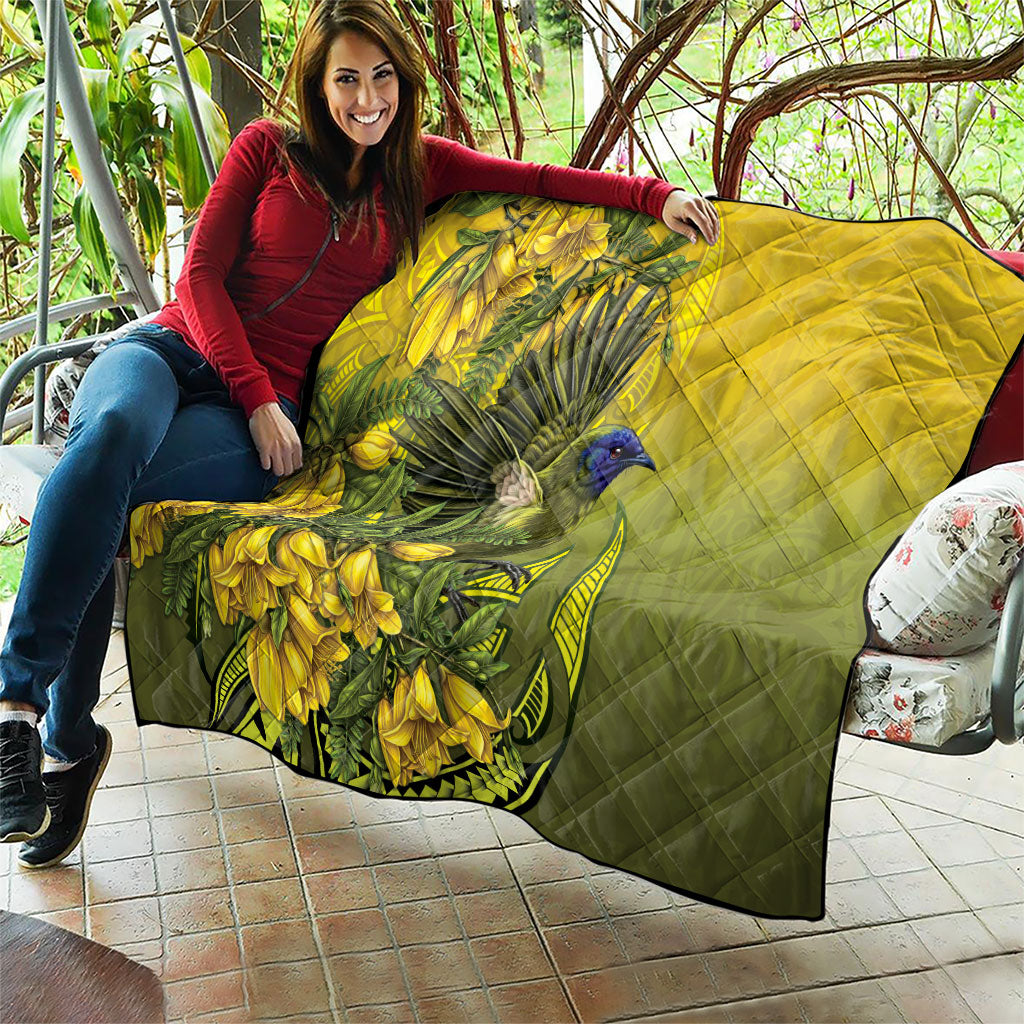 New Zealand Bellbird Quilt With Kowhai Flowers LT05 - Polynesian Pride