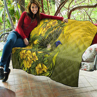 New Zealand Bellbird Quilt With Kowhai Flowers LT05 - Polynesian Pride