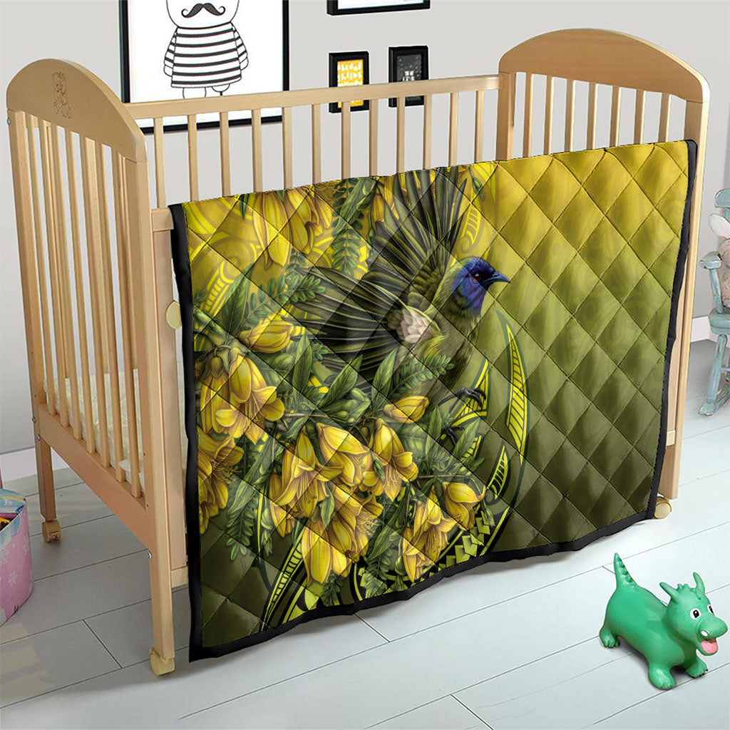 New Zealand Bellbird Quilt With Kowhai Flowers LT05 - Polynesian Pride