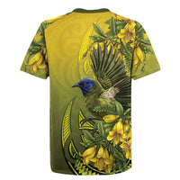 New Zealand Bellbird Rugby Jersey With Kowhai Flowers LT05 - Polynesian Pride