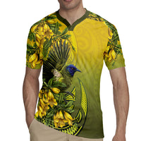 New Zealand Bellbird Rugby Jersey With Kowhai Flowers LT05 - Polynesian Pride