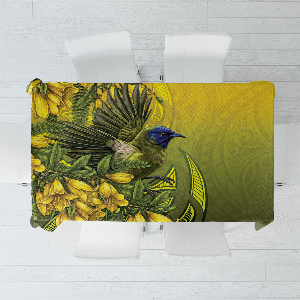 New Zealand Bellbird Tablecloth With Kowhai Flowers LT05 Yellow - Polynesian Pride