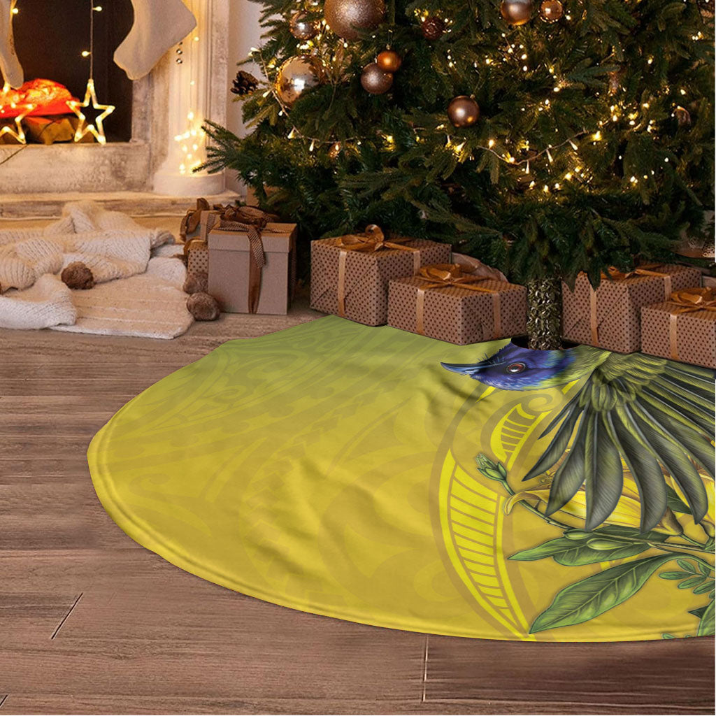 New Zealand Bellbird Tree Skirt With Kowhai Flowers LT05 - Polynesian Pride