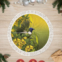 New Zealand Bellbird Tree Skirt With Kowhai Flowers LT05 Fringed Yellow - Polynesian Pride