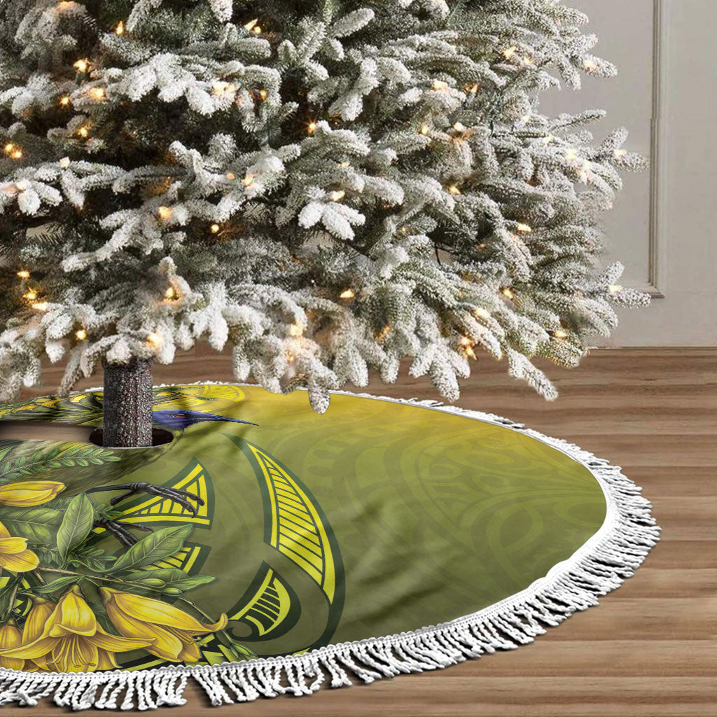 New Zealand Bellbird Tree Skirt With Kowhai Flowers LT05 - Polynesian Pride
