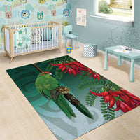 New Zealand Parakeet Bird Area Rug With Kakabeak Flowers LT05 - Polynesian Pride