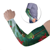 New Zealand Parakeet Bird Arm Sleeves With Kakabeak Flowers LT05 Set of 2 Teal - Polynesian Pride