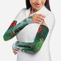 New Zealand Parakeet Bird Arm Sleeves With Kakabeak Flowers LT05 - Polynesian Pride