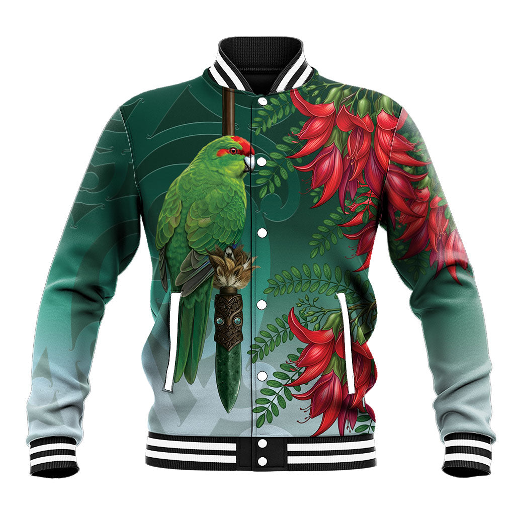 New Zealand Parakeet Bird Baseball Jacket With Kakabeak Flowers