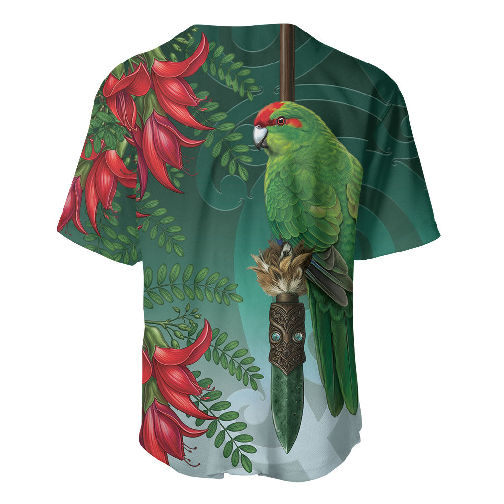 New Zealand Parakeet Bird Baseball Jersey With Kakabeak Flowers LT05 - Polynesian Pride