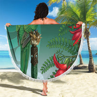 New Zealand Parakeet Bird Beach Blanket With Kakabeak Flowers LT05 - Polynesian Pride