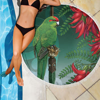New Zealand Parakeet Bird Beach Blanket With Kakabeak Flowers LT05 - Polynesian Pride