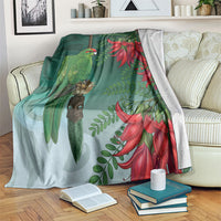 New Zealand Parakeet Bird Blanket With Kakabeak Flowers LT05 Teal - Polynesian Pride
