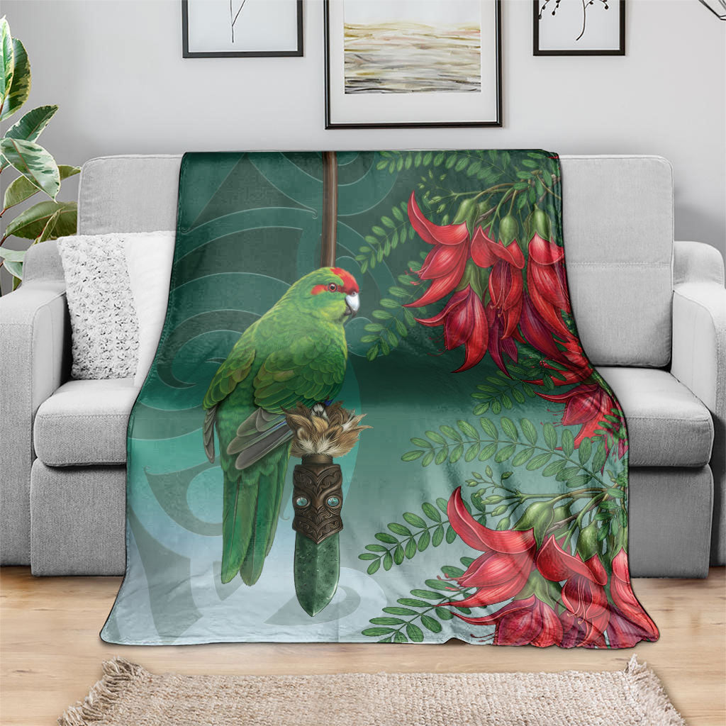 New Zealand Parakeet Bird Blanket With Kakabeak Flowers LT05 - Polynesian Pride