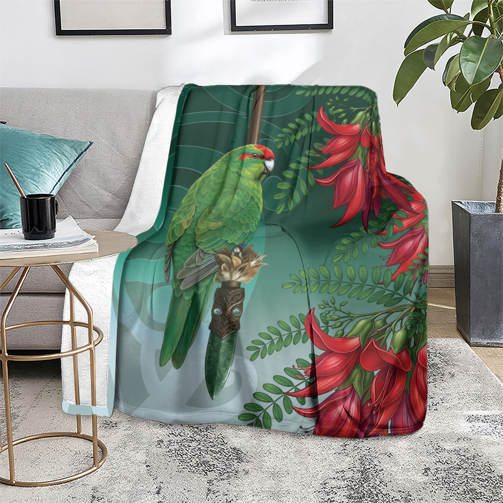 New Zealand Parakeet Bird Blanket With Kakabeak Flowers LT05 - Polynesian Pride