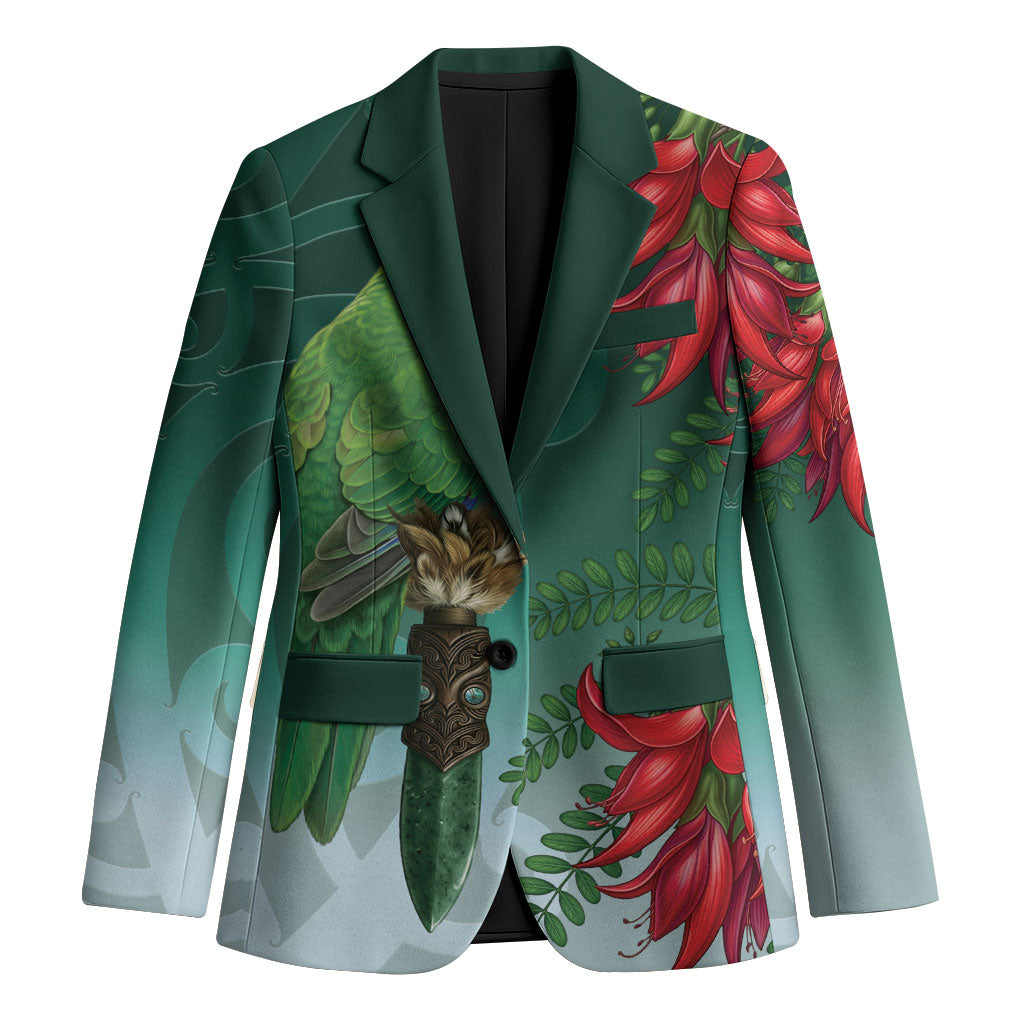 New Zealand Parakeet Bird Blazer With Kakabeak Flowers