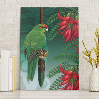 New Zealand Parakeet Bird Canvas Wall Art With Kakabeak Flowers LT05 Without Frame Teal - Polynesian Pride