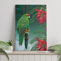 New Zealand Parakeet Bird Canvas Wall Art With Kakabeak Flowers LT05 - Polynesian Pride