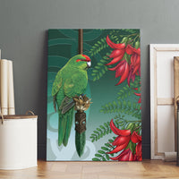 New Zealand Parakeet Bird Canvas Wall Art With Kakabeak Flowers LT05 - Polynesian Pride