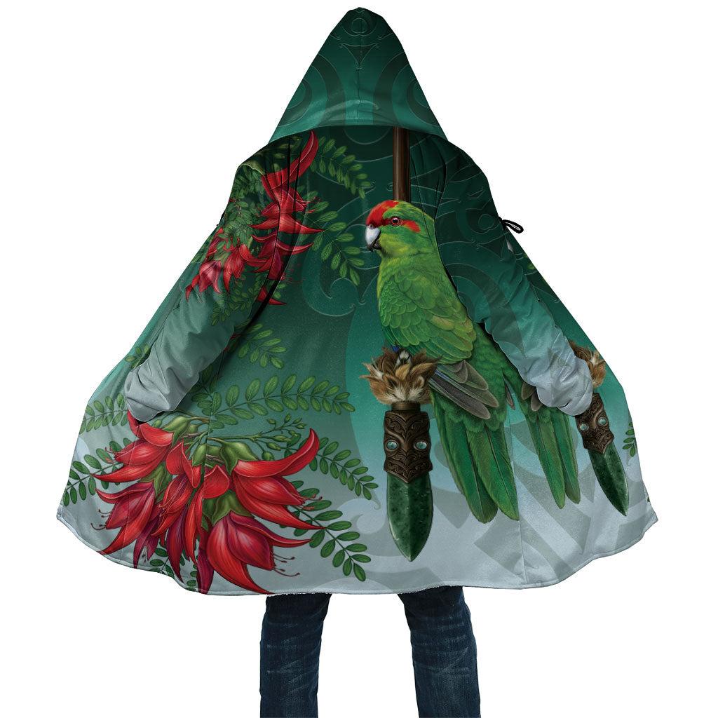 New Zealand Parakeet Bird Cloak With Kakabeak Flowers LT05 Unisex Teal - Polynesian Pride