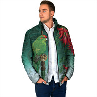 New Zealand Parakeet Bird Padded Jacket With Kakabeak Flowers LT05 - Polynesian Pride