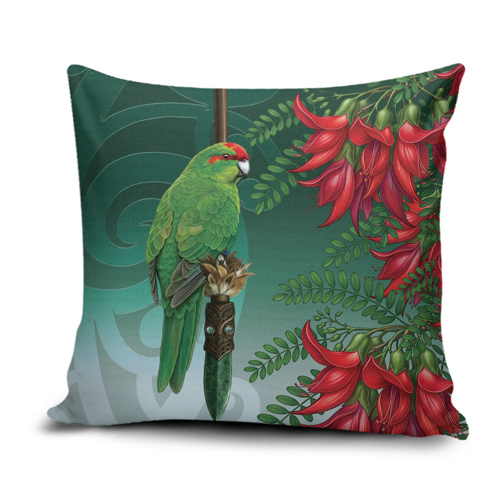 New Zealand Parakeet Bird Pillow Cover With Kakabeak Flowers