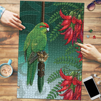 New Zealand Parakeet Bird Puzzle With Kakabeak Flowers LT05 Teal - Polynesian Pride