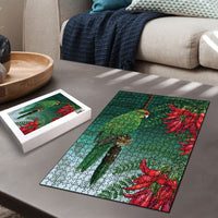 New Zealand Parakeet Bird Puzzle With Kakabeak Flowers LT05 - Polynesian Pride
