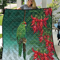 New Zealand Parakeet Bird Quilt With Kakabeak Flowers LT05 Teal - Polynesian Pride