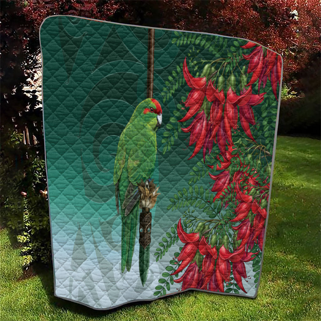 New Zealand Parakeet Bird Quilt With Kakabeak Flowers LT05 - Polynesian Pride
