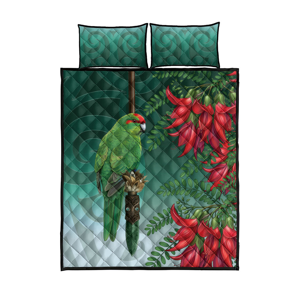 New Zealand Parakeet Bird Quilt Bed Set With Kakabeak Flowers LT05 - Polynesian Pride
