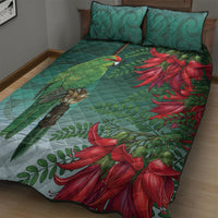 New Zealand Parakeet Bird Quilt Bed Set With Kakabeak Flowers LT05 - Polynesian Pride