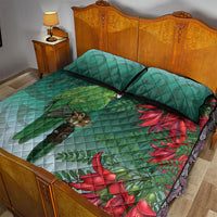 New Zealand Parakeet Bird Quilt Bed Set With Kakabeak Flowers LT05 - Polynesian Pride