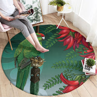 New Zealand Parakeet Bird Round Carpet With Kakabeak Flowers LT05 - Polynesian Pride