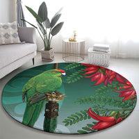 New Zealand Parakeet Bird Round Carpet With Kakabeak Flowers LT05 - Polynesian Pride
