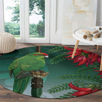 New Zealand Parakeet Bird Round Carpet With Kakabeak Flowers LT05 - Polynesian Pride