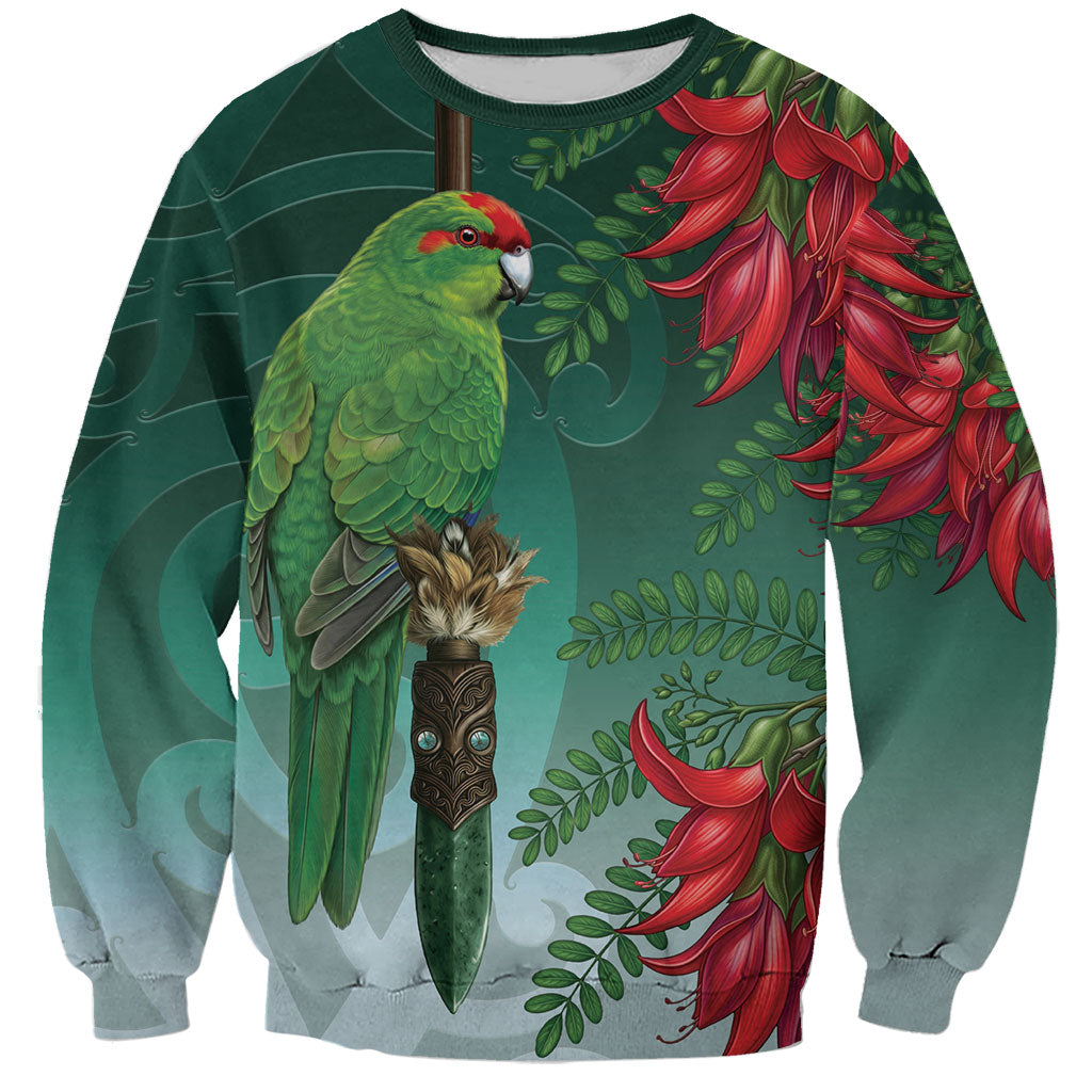 New Zealand Parakeet Bird Sweatshirt With Kakabeak Flowers